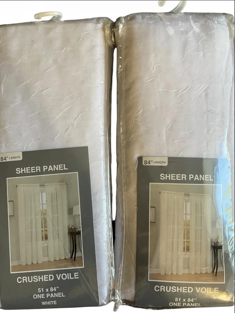 Crushed Voile Sheer Curtain Panel - White (Set of 2)